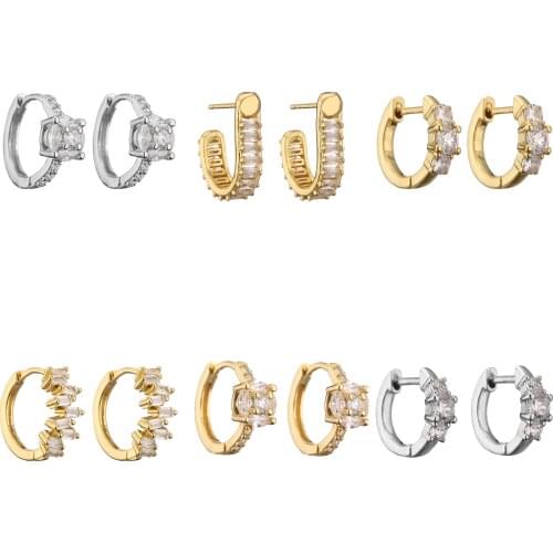 HECHEN 1 Pair,Zircon Crystal Small Hoop Earrings ,for Women Round Hoop Earrings Popular Jewelry Wholesale