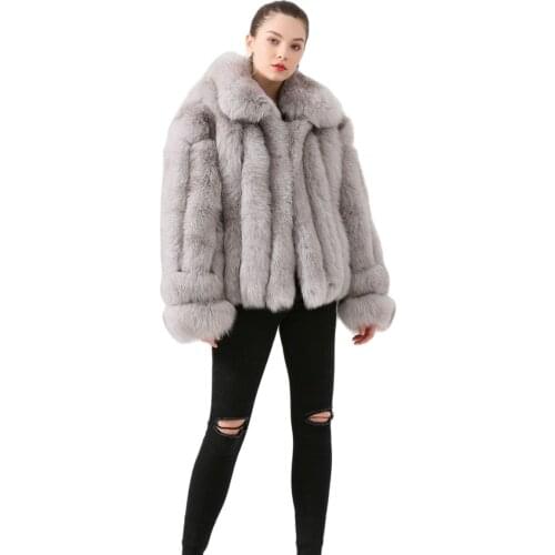 QIUCHEN PJ19064 2019 New arrival real fox fur women winter jacket with collar fashion model high quality thick furs