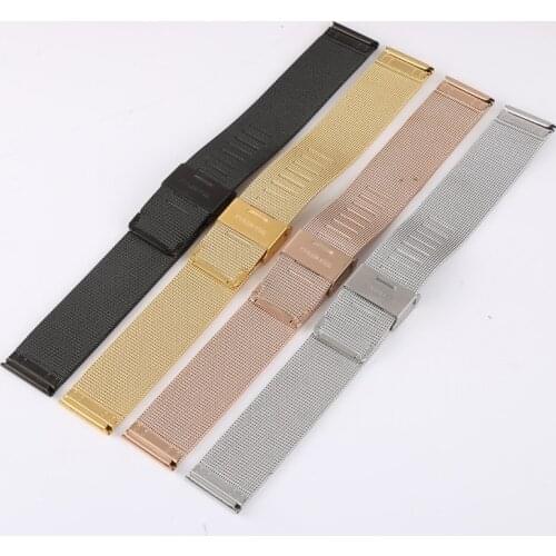 Hot Milanese Watchband 12mm 14mm 16mm 18mm 20mm 22mm 24mm Universal Stainless Steel Metal Watch Band Strap Bracelet Black Silver