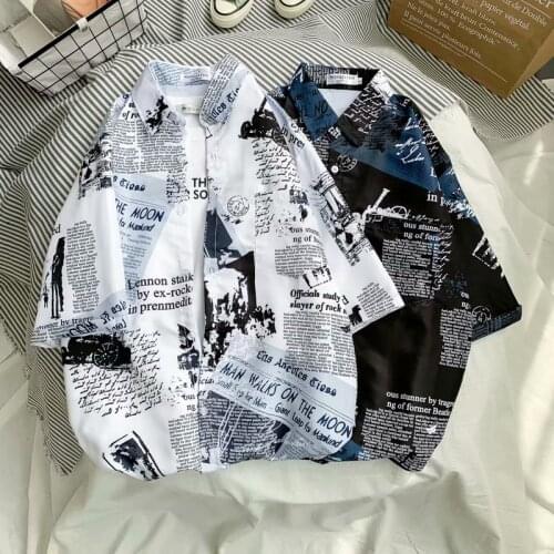 Fashion Mens Shirts Spring Summer Casual Streetwear Fancy Shirts Men Kpop Style Trend Men Clothing Short Sleeve Shirts for Men