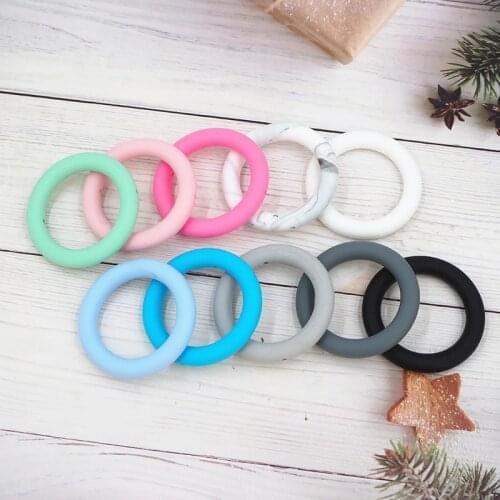 Chenkai 50PCS Silicone O Ring Teether BPA Free Food Grade Chewable Pacifier Pendant For Infant Nursing Necklace Accessories