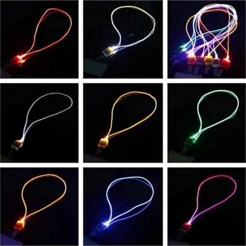 Luminous LED Lanyard Novelty Lighting LED Optical Fiber Luminous Lanyard Work Card Hanging Rope Light Smile Face LED Lanyard