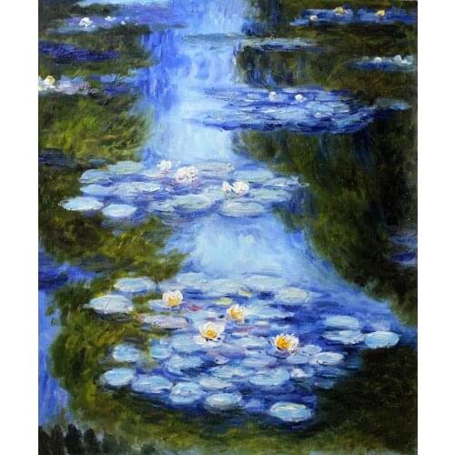 Handmade oil painting reproduction of Claude Monet High quality Water Lilies (blue-green) Living room decor