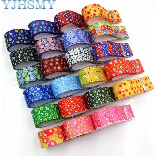 YJHSMY I-19321-662,22mm 5yards flower Thermal transfer Printed grosgrain Ribbons,bow cap DIY handmade accessories decorations