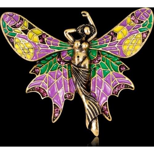 Zlxgirl jewelry fashion wild mermaid butterfly brooch lady corsage pin best womens vintage hijab pins brand Enamel broaches