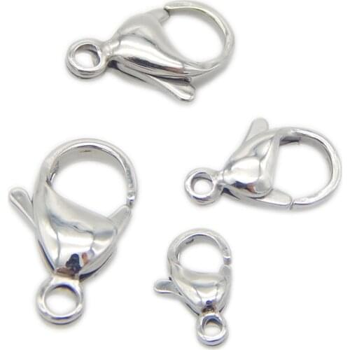 20pcs Stainless Steel 9-15mm Length Lobster Clasps & Hooks Connectors for DIY Jewelry Findings Materials Components B