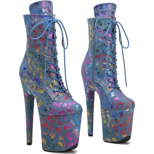 Leecabe 20CM/8inches lady ankle boots High Heel platform Pole Dance boot