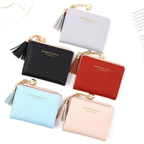 2021 Tassel Women Wallet Small Cute Wallet Women Short Leather Women Wallets Zipper Purses Portefeuille Female Purse Clutch