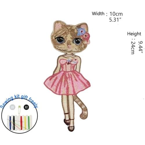 1pc 3D cat embroidery Patches for clothing DIY sew on animal parches Embroidery lace applique cross