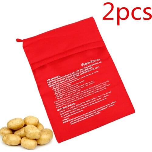 2Pcs Microwave Oven Baked Potato Bag Red Washable Pot Baking Tool Rice Pocket Cooking Easy To Cook Kitchen Gadgets Wholesale