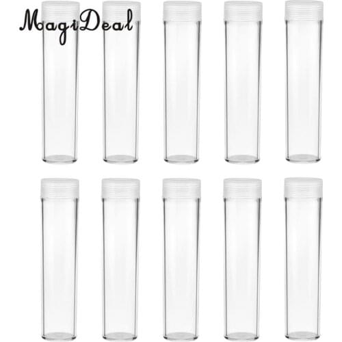 20Pcs Protective Tube Holder Clear Round Cases Coin Storage Box 20.5/25mm