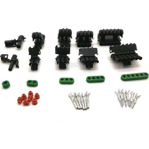 5set/Lot 1P/2P/3P/4P/6P Connector For Weatherpack auto Truck Waterproof Electrical Wire Cable Way Plug Car Harness 18-14 GA