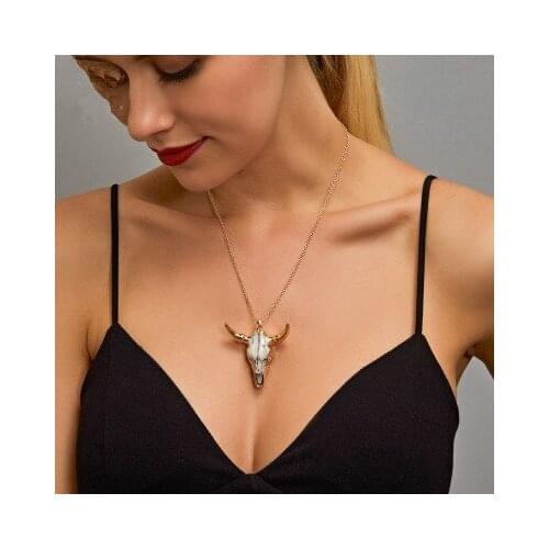 5pcs Pack Fashion Bull Head Skull Biker Pendants Women Men Punk Vintage Retro Choker Pendant Animal Jewelry for Best Friend Gift