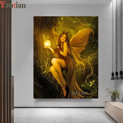 Full Drill Square 5D Diamond Painting Elf Girl Forest Diamond Mosaic Cross Stitch Kit Rhinestone Diamond Embroidery Handmade Art