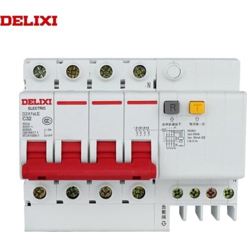 DELIXI Leakage protection circuit breaker MCB RCBO DZ47SLE 6KA 4P 400AC type C 6A 10A 16A 20A 25A 32A 40A 50A 63A