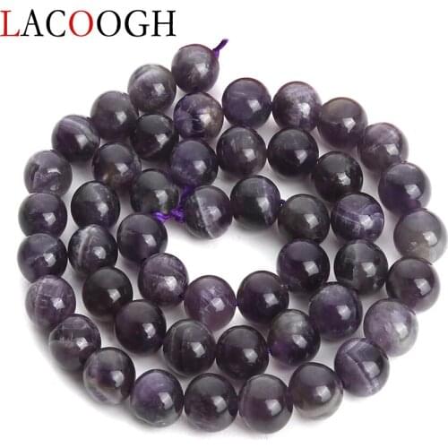 Wholesale Natural Stone Purple Round Loose Beads 1Strand 4 6 8 10 12mm Pick Size for DIY Bracelet Necklace Jewelry Makings