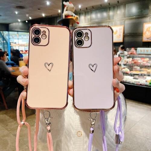 Rope String Cord Phone Case for iPhone 11 12 Pro Max X XR XS Max 7 8 Plus Plating Soft Back Cover for iPhone 7 8 Plus Se 2020