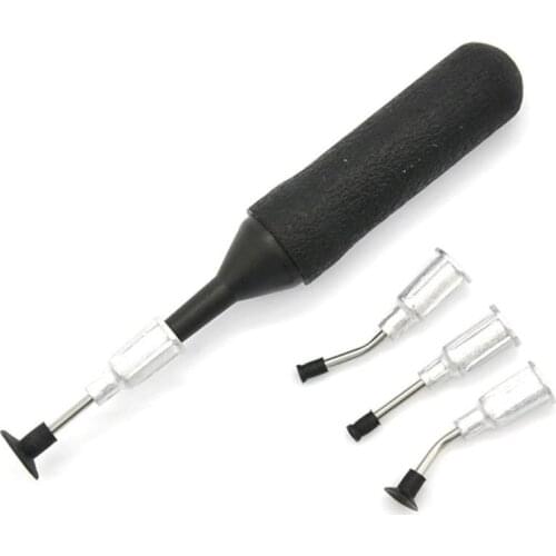 Black Rubber IC Pick up Vacuum Sucking Pen with 4 Suction Headers for capacitor Resistor Chip