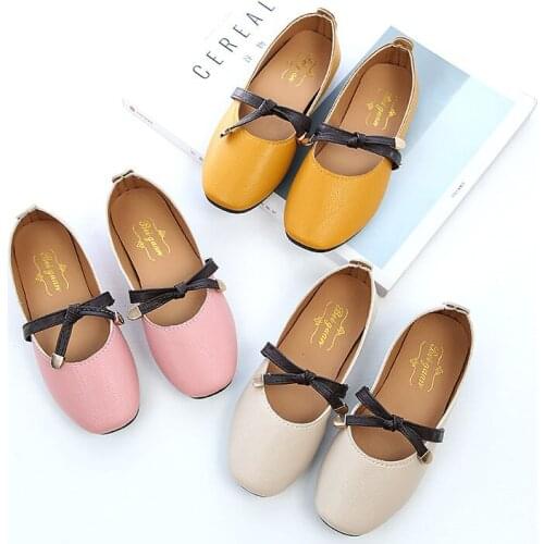 Spring Summer Kids Shoes for Girls Flat Leather Shoes Toddler Baby PU Bow Breathable Sandals for Childrens Princess Girls Shoes