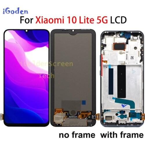 Original AMOLED For Xiaomi 10 Lite 5G LCD Display with Touch Screen Digitizer Assembly For Xiaomi Mi 10 Lite LCD Screen