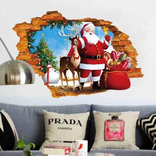 DIY Merry Christmas Wall Stickers Decoration Santa Claus Gifts Tree Window Wall Stickers Removable Vinyl Wall Decals Xmas Decor