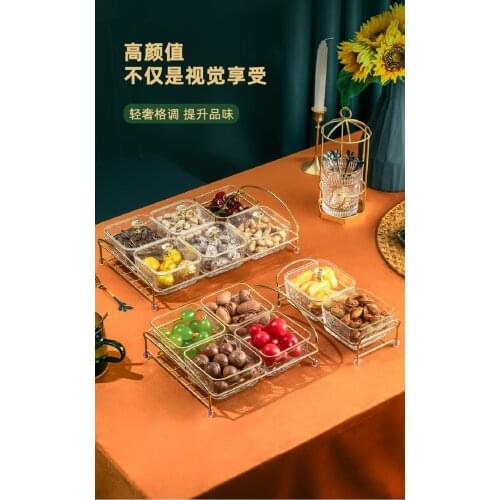 Home creative snack candy dry fruit plate glass fruit plate creative Phnom Penh fruit plate dessert separate platter modern livi