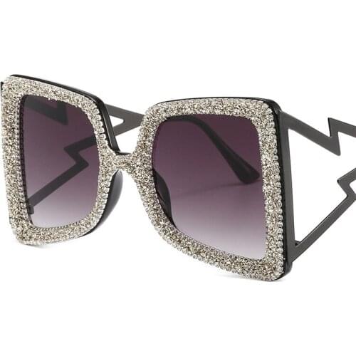 DS Brand Designer Oversize Sunglasses Women Customization Luxury Diamond Sun Glasses Lightning Leg Shades Goggles Gafas De Sol