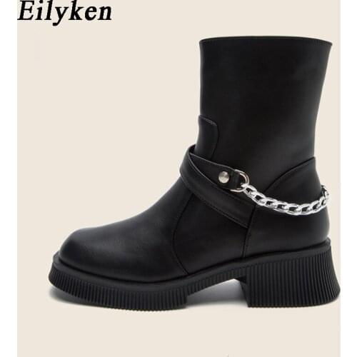 Eilyken Size 35-40 Chain Women Ankle Boots Fashion Platform Winter Warm Shoes For Woman Boots Lady Footwear 2022 New