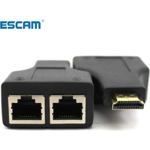 ESCAM 1 Pair HDMI-compatible Dual RJ45 CAT5E CAT6 UTP LAN Ethernet Extender Repeater Adapter 1080P for HDTV HDPC PS3 STB