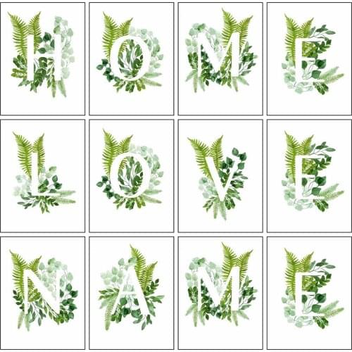 HUACAN 5d Diamond Painting Text Letter Diamond Embroidery Cross Stitch Plant Rhinestones Mosaic Decor For Home