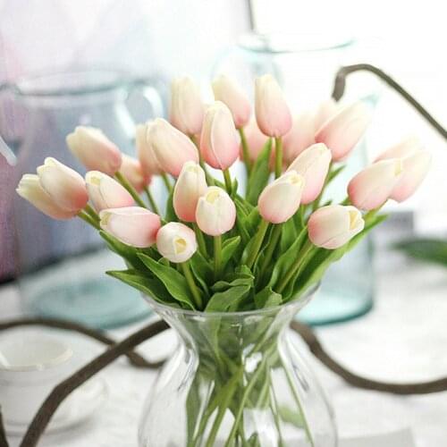 1Pcs PU Tulip Artificial Bouquet Flowers Real Touch Wedding Decorative Flowers Bouquet Flower DIY For Home Wedding Decor
