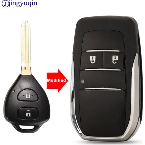 Jingyuqin Modified 2 Buttons Car Key Shell Case For Toyota Corolla Yaris Prado Tarago Camry RAV4 REIZ Crown Avalon Venza