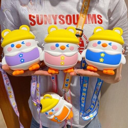Kawaii Silicone Childrens Bag Duckling Cute Cartoon Anime Baby Shoulder Messenger Bag Coin Purse Birthday Gifts