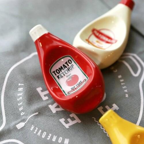 Ceramic Sauce Dish Creative Tomato Mayonnaise Mustard Sauce Bottle Design Side Dish