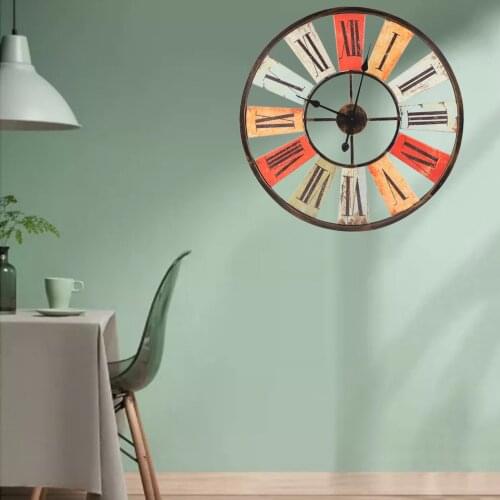 26 inches Metal Wall Clock, Livingroom Kitchen, Den, Loft Decorative Vintage Style Silent Clocks Wall Decoration