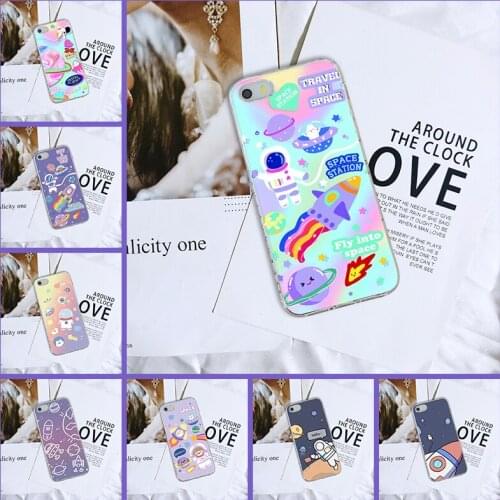 Cute Space Astronaut Star Kawaii Pretty Soft Silicone Phone Case For Apple iPhone 5C 5S SE 5 S Back Cover For iPhone 4S 4 S