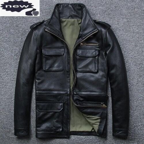 New Turn-down Collar Cow Genuine Mens Casual Zipper Black Long Real Leather Coat Slim High Quality Jacket