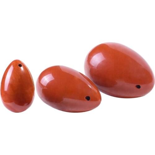 Natural Drilled Red Jasper Yoni Eggs Set Kegel Exercise Massage Pelvic Muscle Vaginal Tightening Relaxing Body for Women Healthy