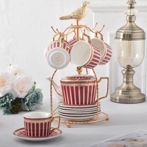 Teapot Ceramic Tea Cup Set Bone China Teaware Coffee Pot Heat Resistant Espresso Mugs Kettle Tetera Kahve Fincan Takimlari Tazas