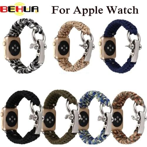 Outdoor Sport Nylon Watch Strap band for Apple watch 38mm Series 1/2/3/4/5/6 40mm woven Strap watchband bracelet Accessories