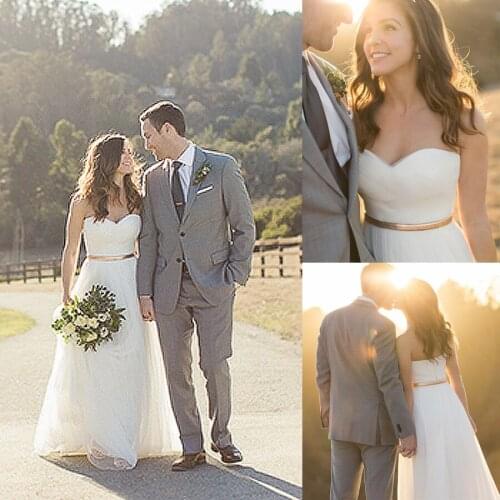 Country Style Sweetheart Tulle A Line Wedding Dress With Gold Belt Wedding Dress Bride Dresses Vestido De Casamento