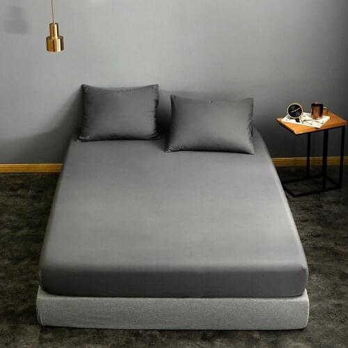 30 1pc Bed Sheets with Elastic Gray Solid Color drap housse Double Bed Sheets sabanas 150 for Queen Sheets on Rubber Band