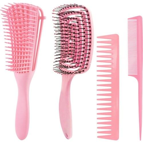 Detangling Hair Hrush Hair Comb Set Detangler Hairbrush for Curly Hair Barber Accessories Hair Care Styling Tools