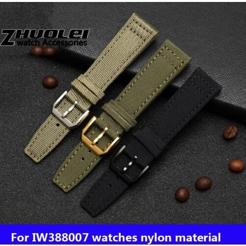For IW Pilot Spitfire Timezone TopGun Strap Green Black Belts Wristwatch Straps 20mm 21mm 22mm Nylon Canvas Fabric Watch Band