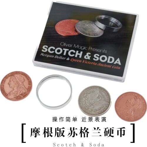 Scotch & Soda by Oliver Magic (Morgan Dollar and Queen Victoria Ancient Coin)Stage Close Up Magia Magic Tricks Gimmick Props