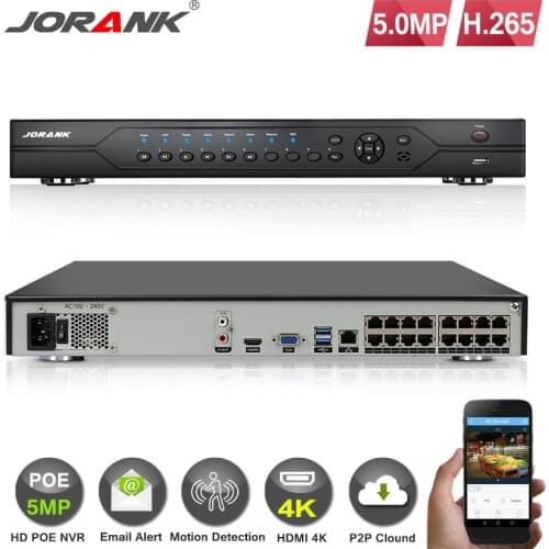 H.265 16CH POE NVR Onvif 2HDD Slot 48V For 4K 5MP 3MP 1080P HD POE IP Camera Network Video Recorder Surveillance CCTV System