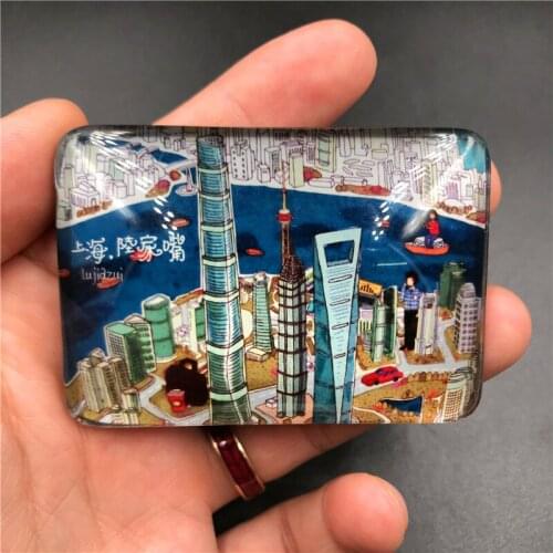 Shanghai Fridge Magnet Souvenir Crystal Glass Magnetic Yuyuan Garden Bund Oriental Pearl China Pavilion