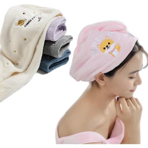 Coral fleece Hair Drying Cap Absorbent Quick-drying Shower Cap pink Dry Hair Towel cute Shampoo Towel Pack turbans for women