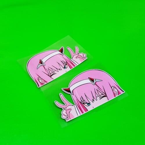 Car Styling Sticker Anime Girl Scissors Gesture Cute Photo Decal for Auto Truck Dirt Bike Vans Helmet