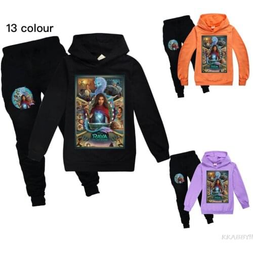 Disney Raya and The Last Dargon Stylish boys and girls sportswear fall kids clothing cotton cute hoodie + pantsuit